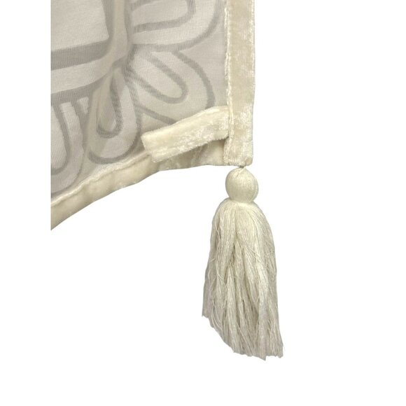 Pottery Barn PB Teen Dorm Room Wall Tapestry Ivory Mandala Boho Tassels Velvet - Picture 5 of 12